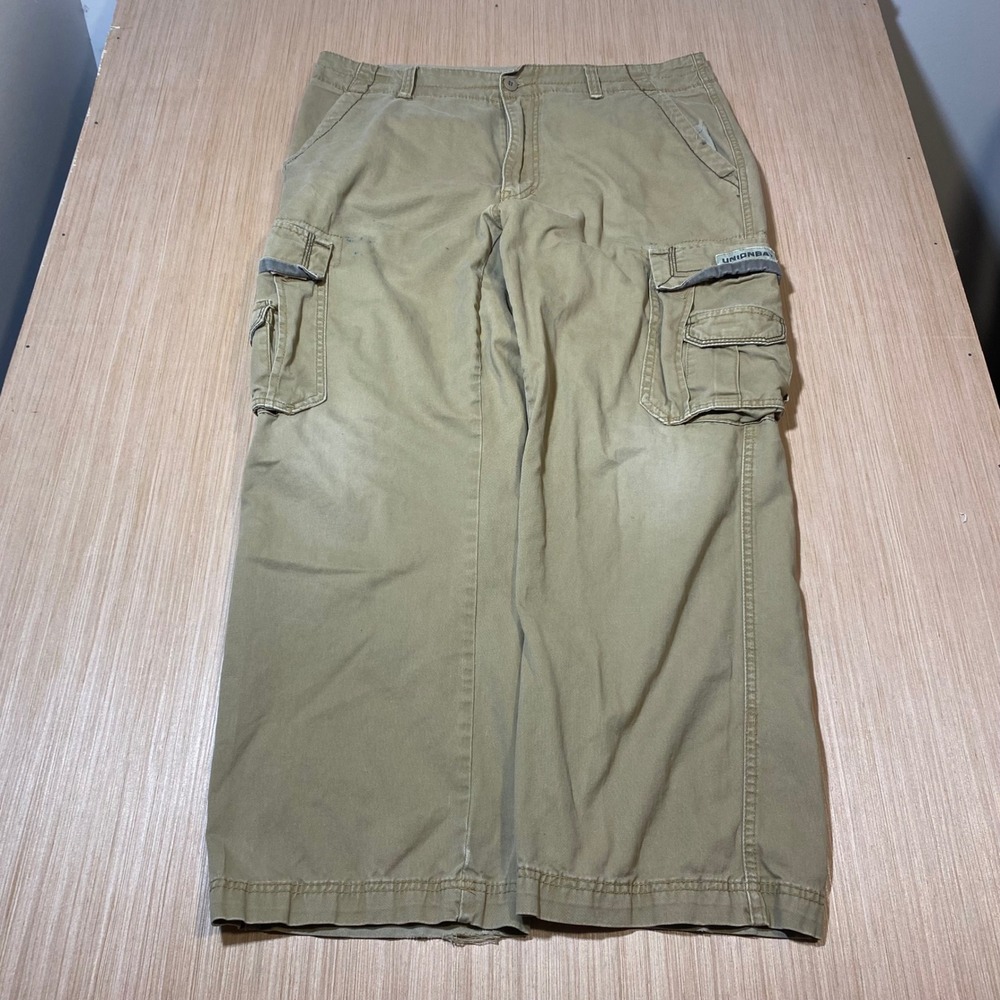 Unionbay Mens Khaki Cargo Pants Tan Cotton Multi Pocket Utility 36x30 Relaxed